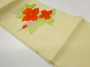 絽枝花模様織出し名古屋帯